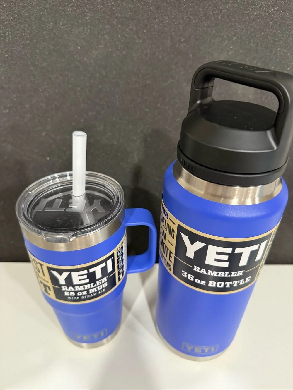 Yeti Rambler 25 oz Mug with Straw Lid & 36 oz Bottle